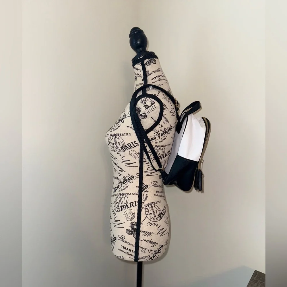 Claire's Black and White Color Block Mini Backpack - Picture 9 of 10